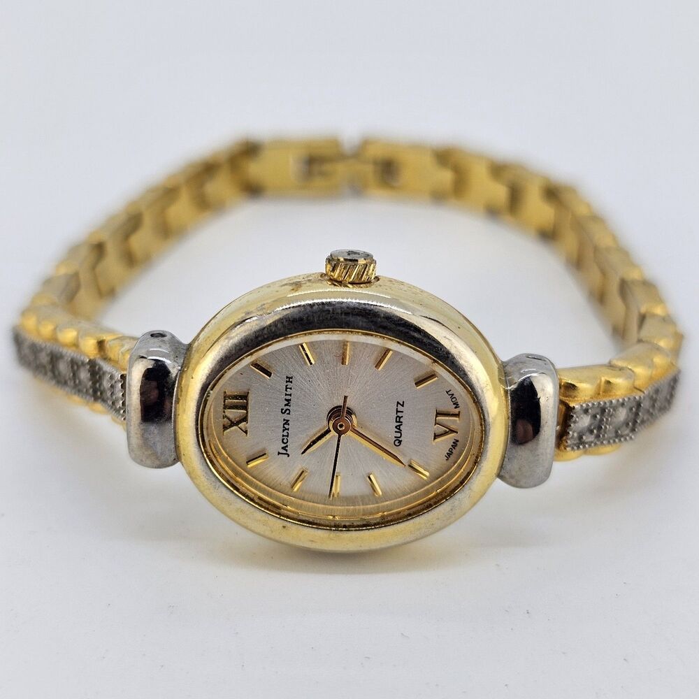 Jaclyn Smith Women's Watch‎ 18MM Gray Dial Gray Gold Bracelet 6.75" New Battery